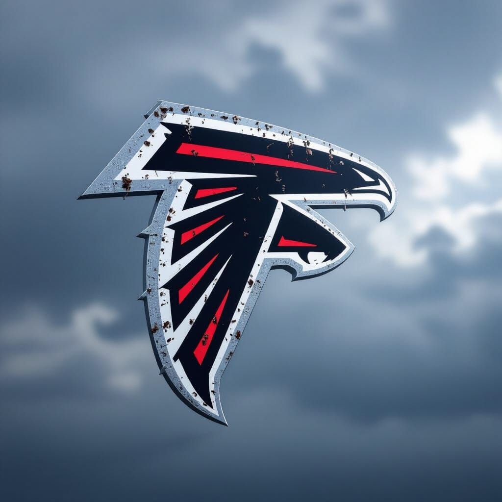 Realistic Atlanta Falcons Logo on Weathered Metal