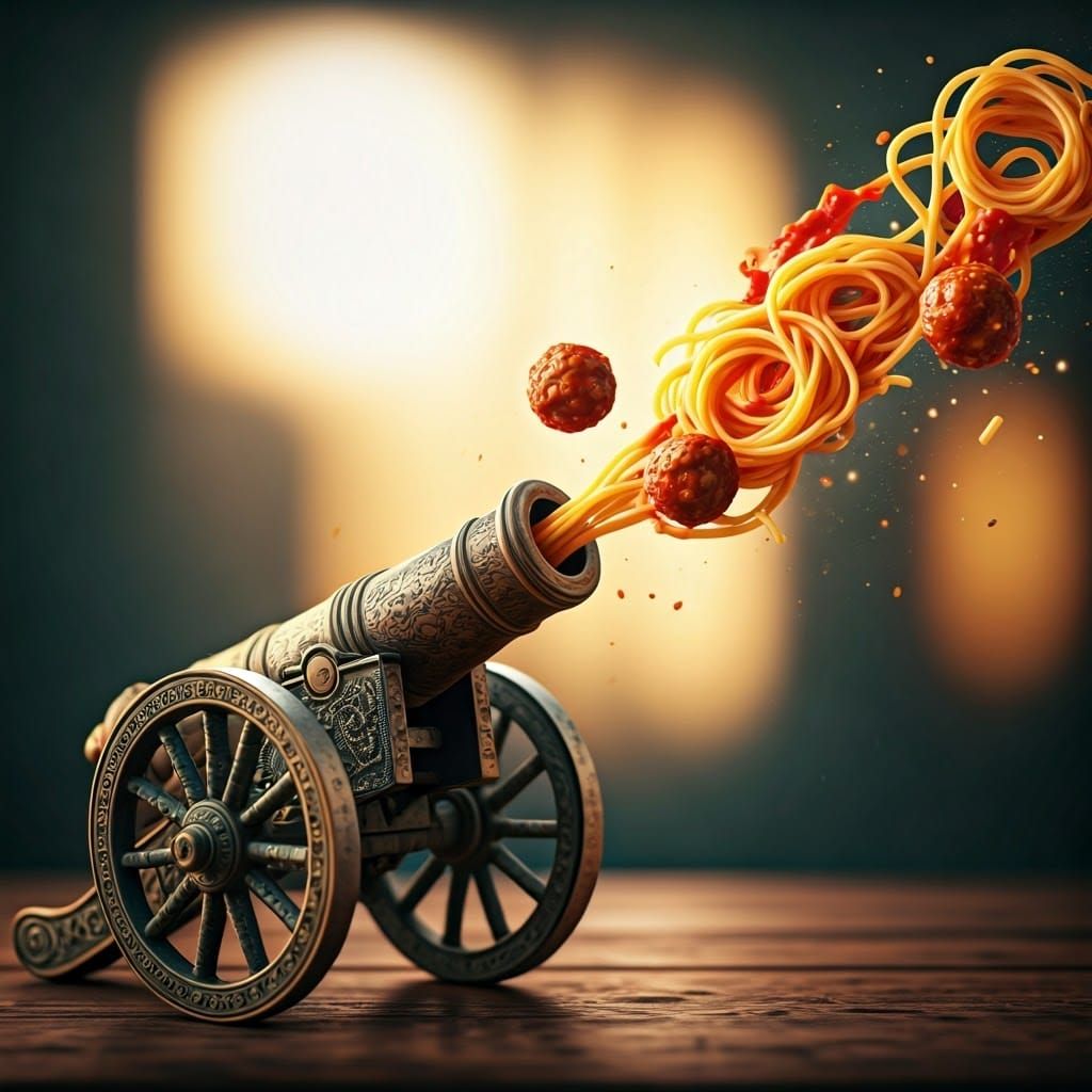 Ornate Cannon Fires Spaghetti Whirlpool