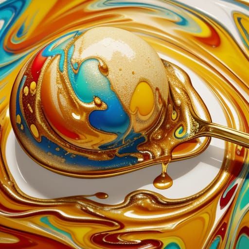 Psychedelic Melting Ice Cream in Oil Painting