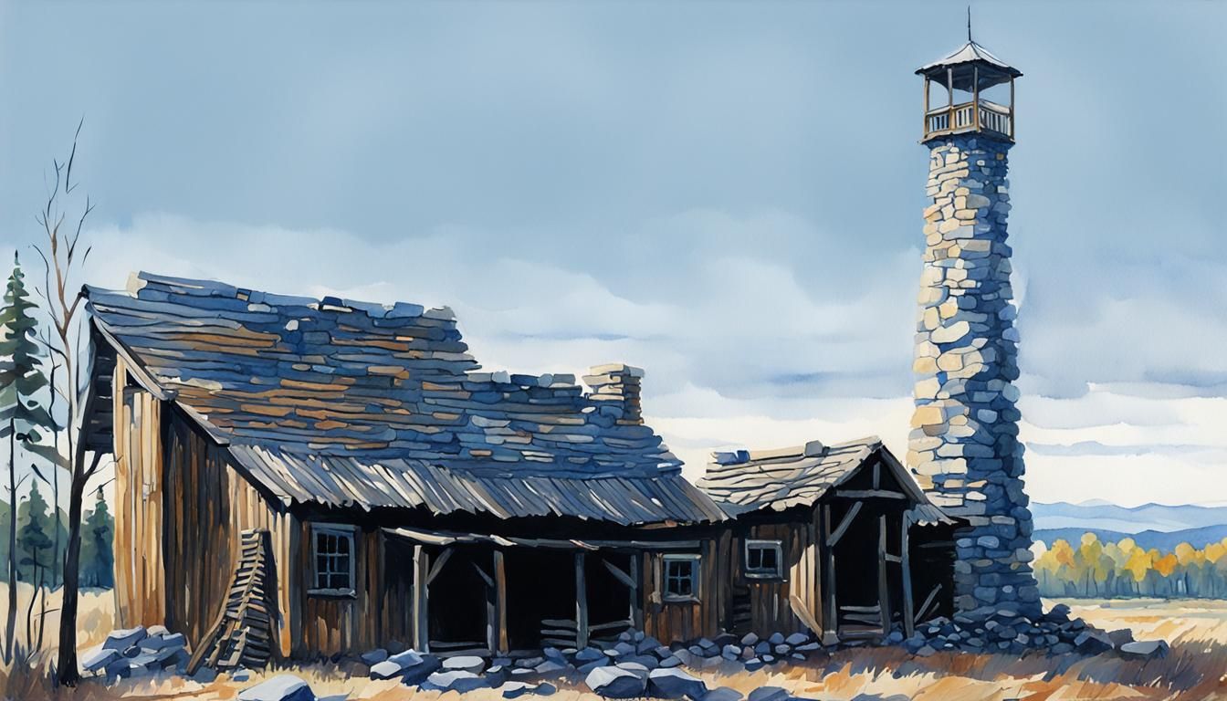 Frontier Tower in Gouache Style