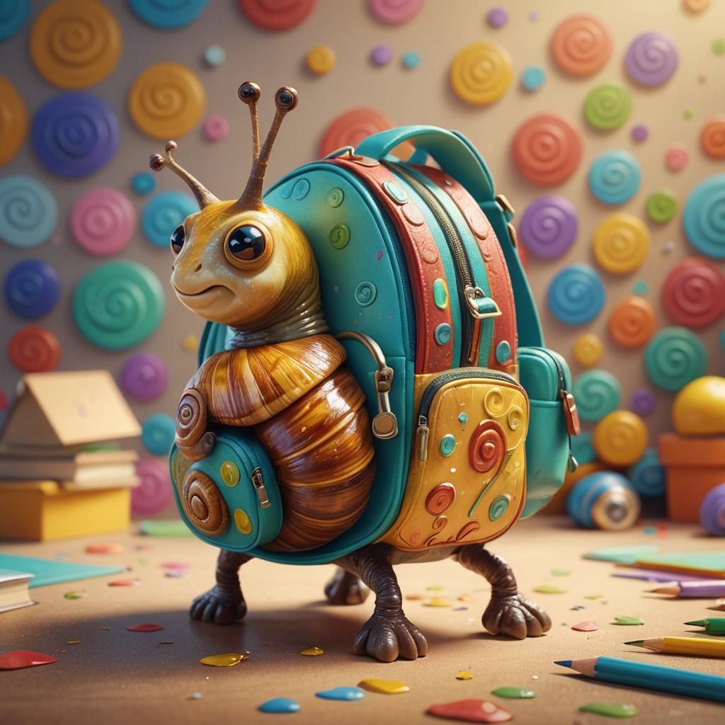 Snail Student's Journey: A Hyperrealistic Concept Art