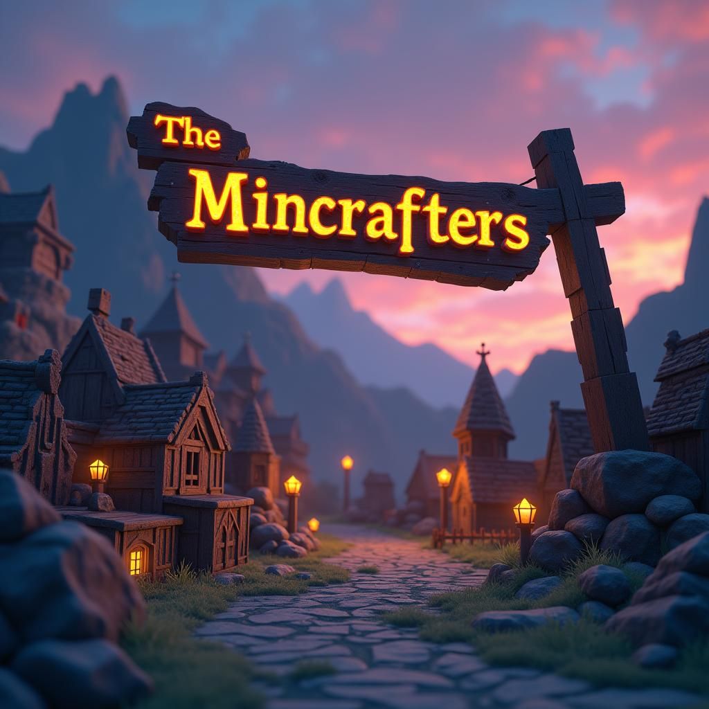 Medieval Village in Blocky Low-Poly Style