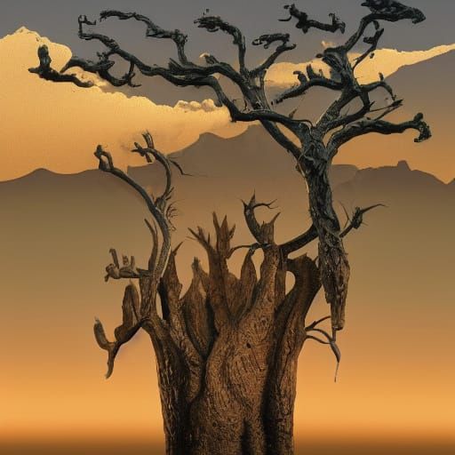 Surreal Desert Landscape with Melting Clocks in Digital Art