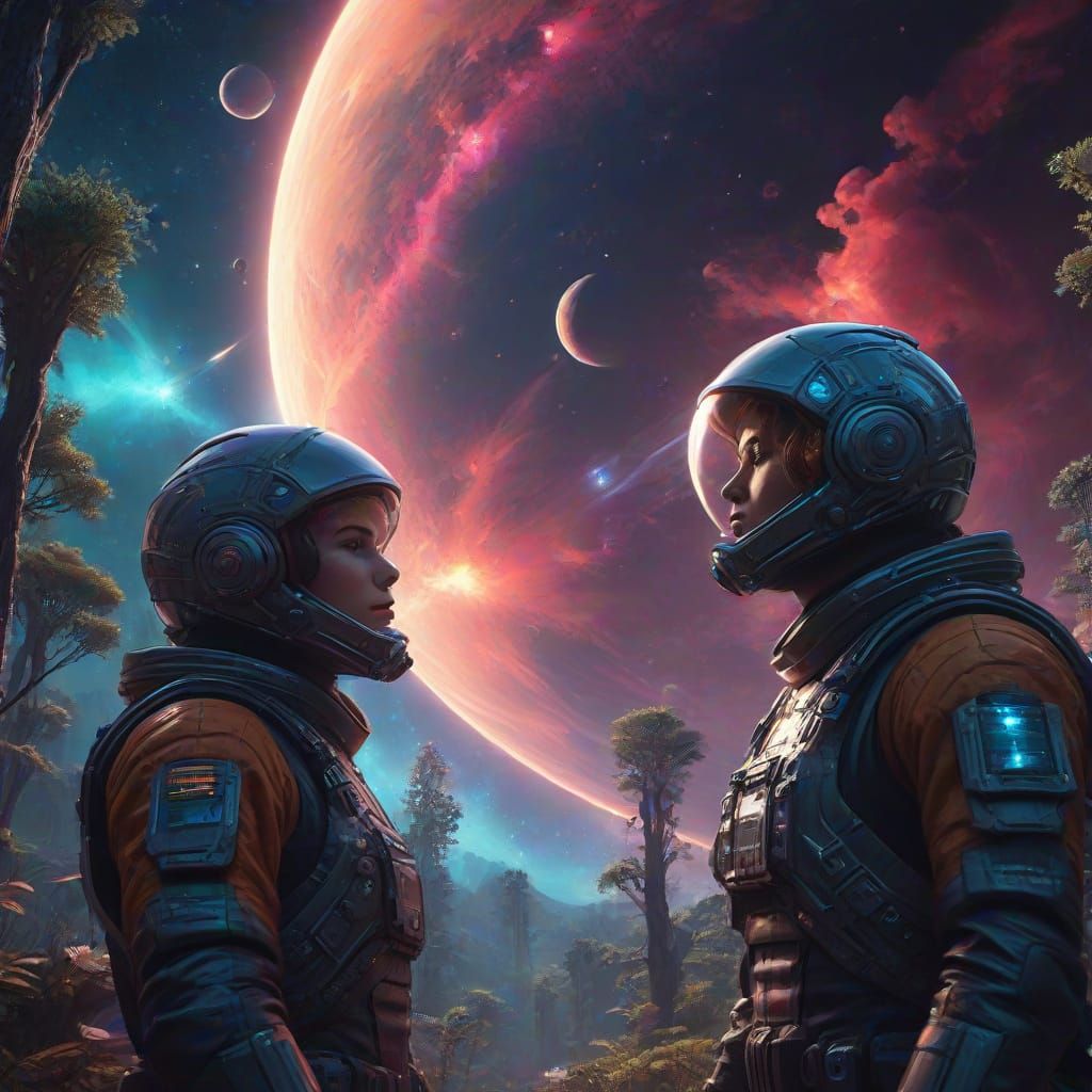 Starship Discovery of Bioluminescent Planet: Astral Art