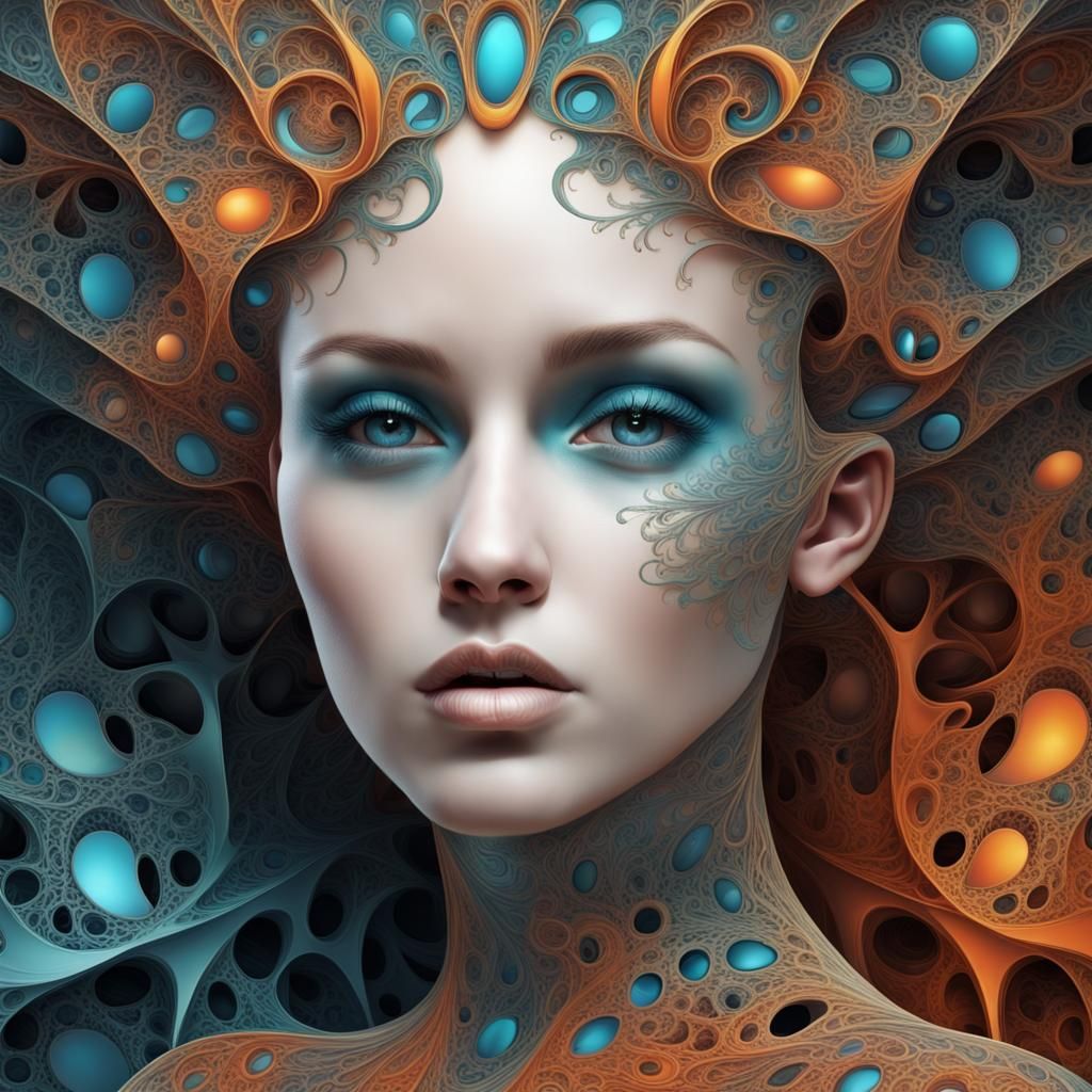 Hyperrealistic Madame Fractal Abstract Portrait