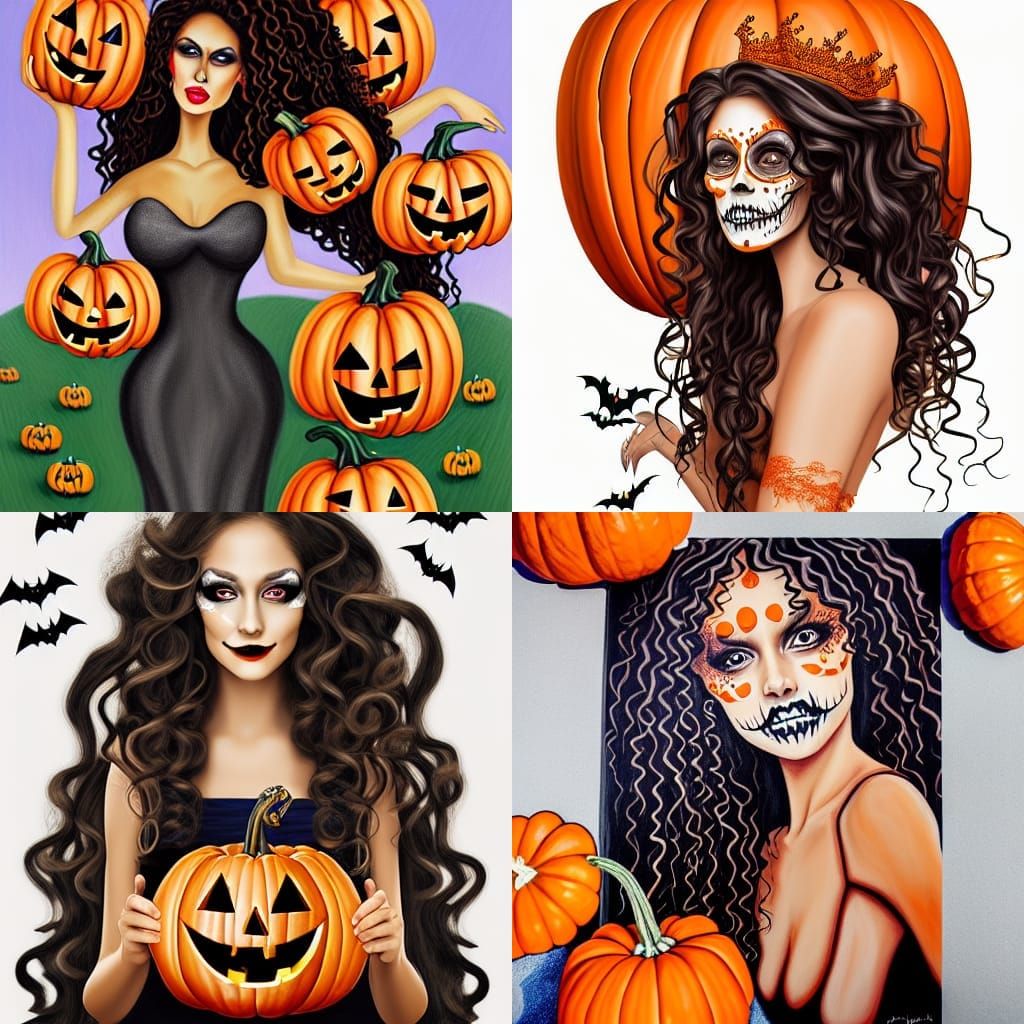 Elegant Halloween Queen in Art Nouveau Style