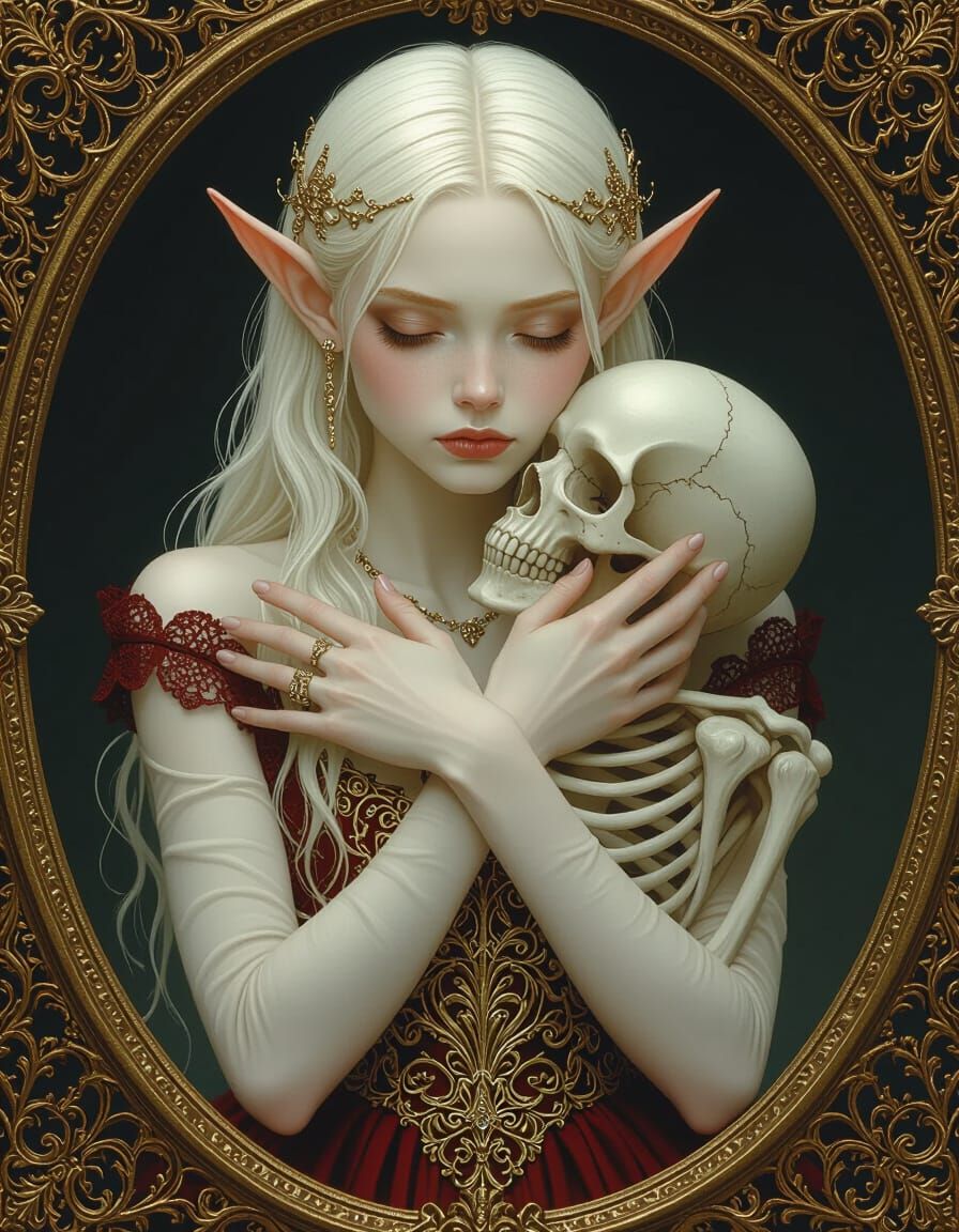 Ethereal Elf Portrait in Gothic Dreamscape Style