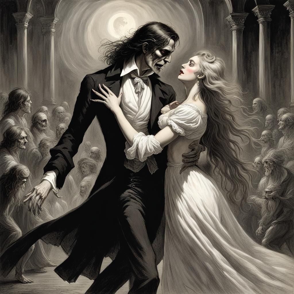 Sinister Vampire Dance as Horror Art