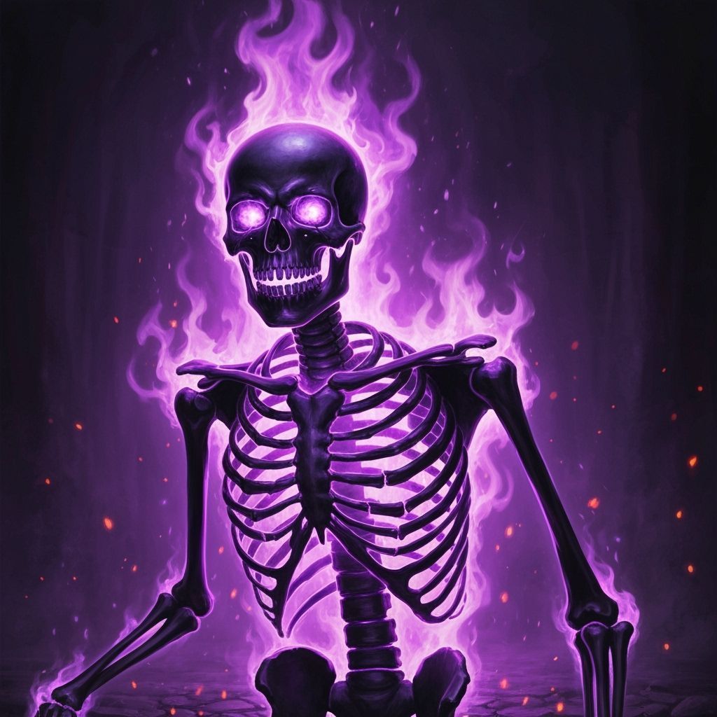 Skeleton in Violet Flames Digital Painting