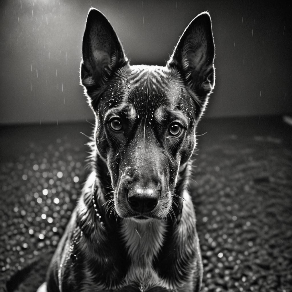 Hyperrealistic Dog Portrait in Black and White