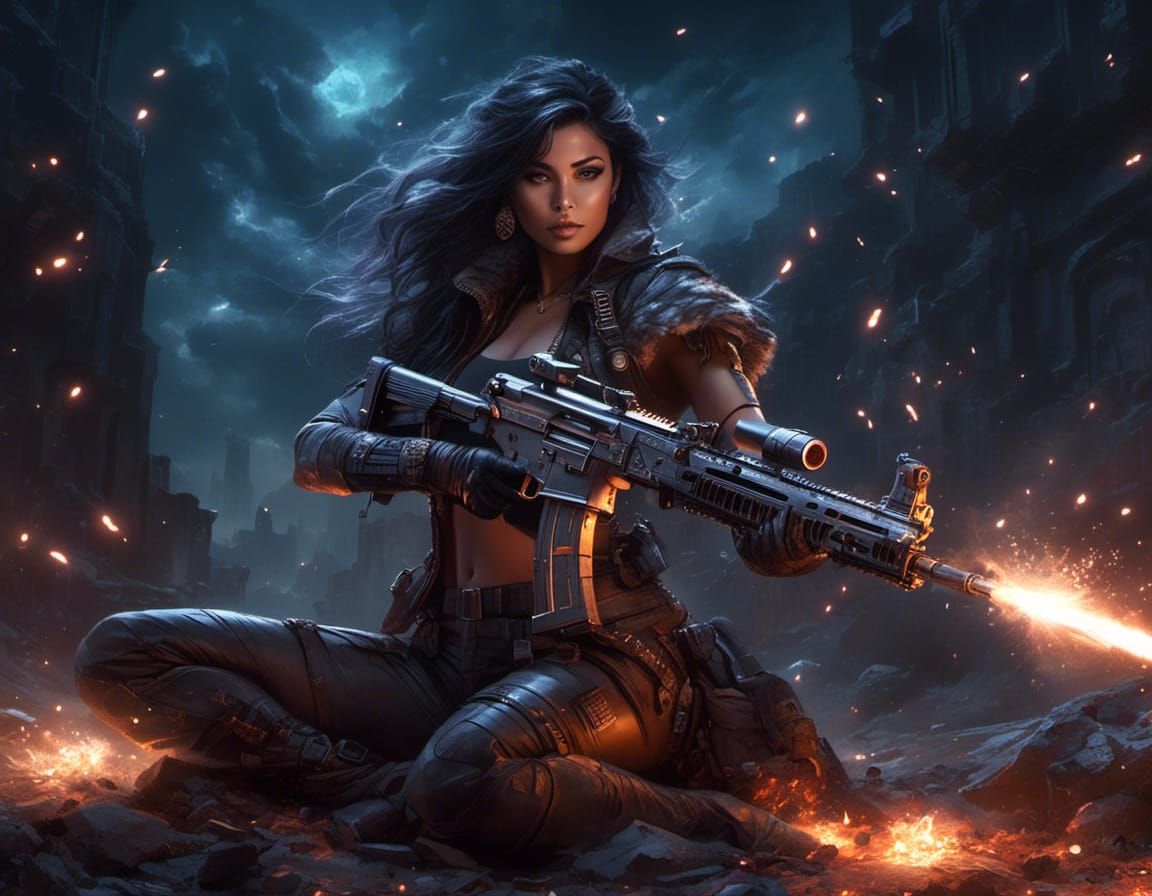 Magical Warlock Deity Fires Machine Gun in Dystopian Wastela...