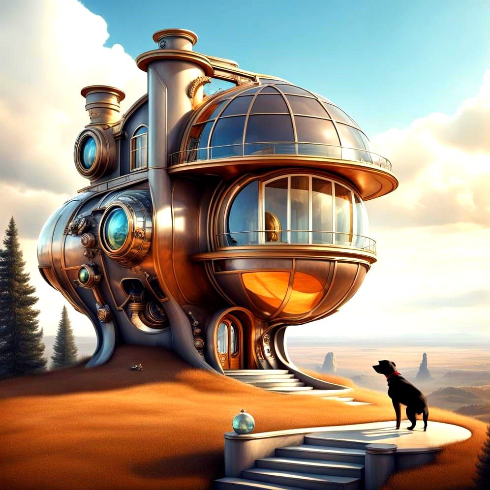 Luxury Dog Palace in Futuristic Avant-Garde Style