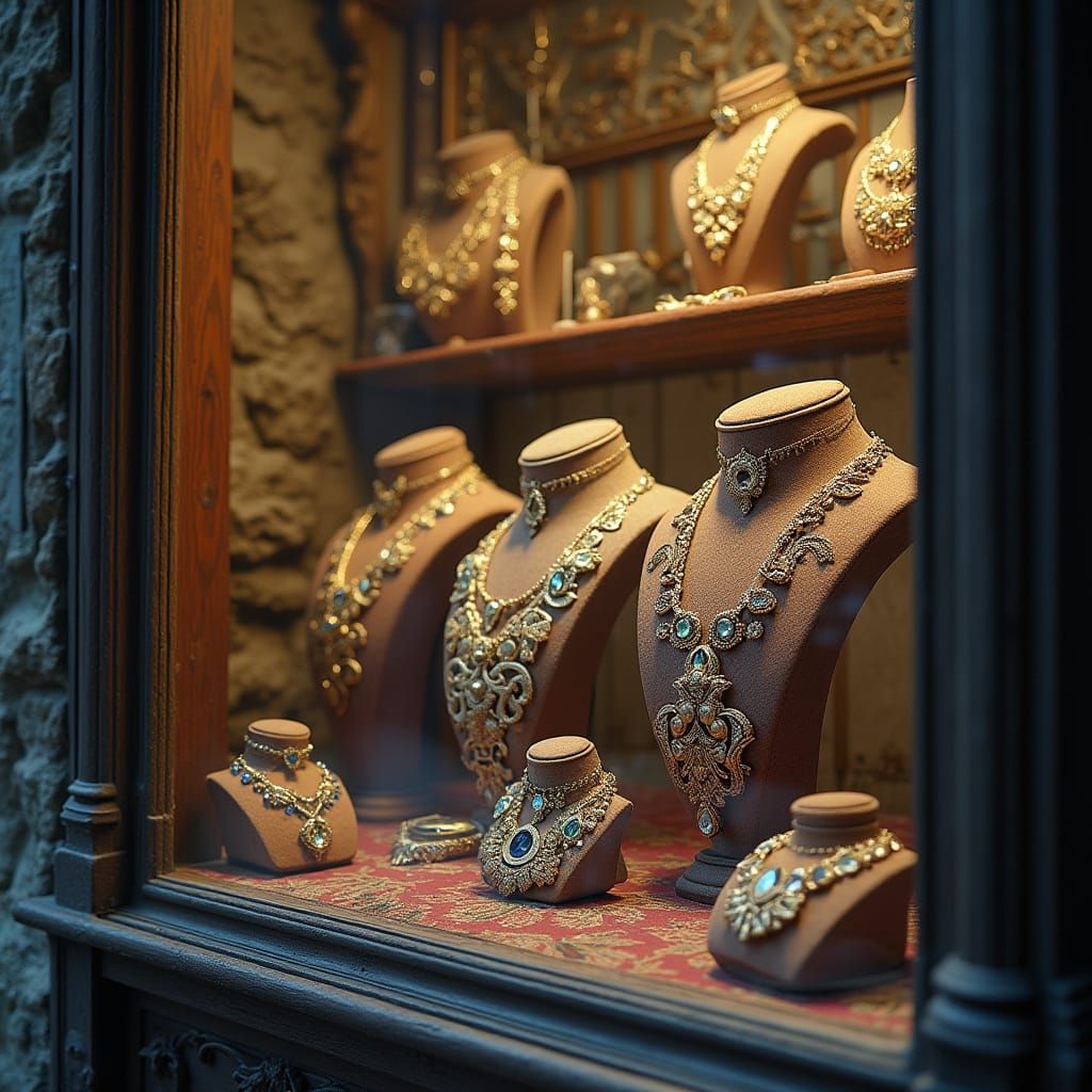 Ethereal Jewel Necklaces in an Old-Fashioned Boutique
