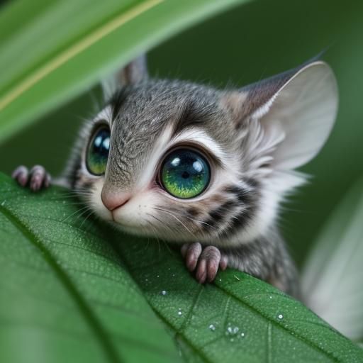 Hyperdetailed Macro Photo of Hybrid Creature on Leaf