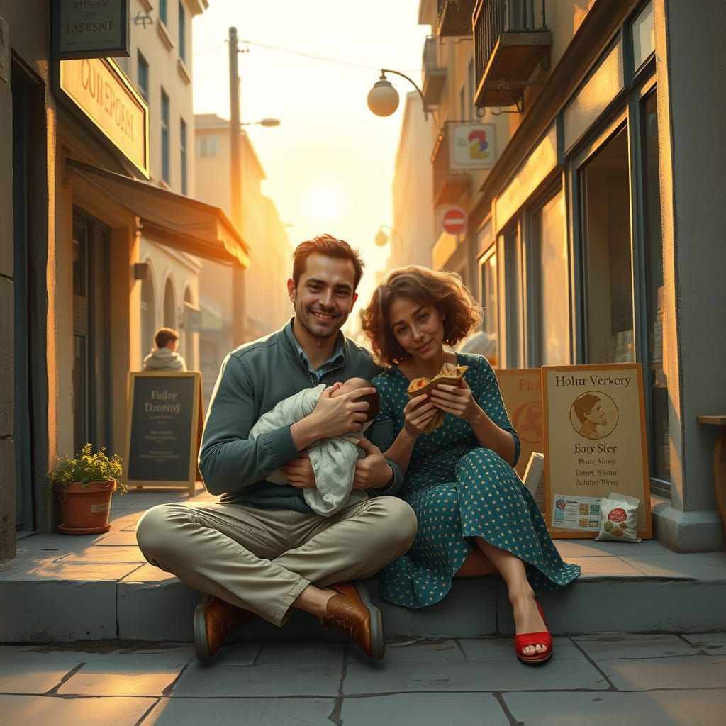 Peaceful Sunset Moment in a Busy City