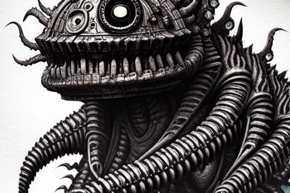 Intricate Beholder Monster in Retrofuturistic Style