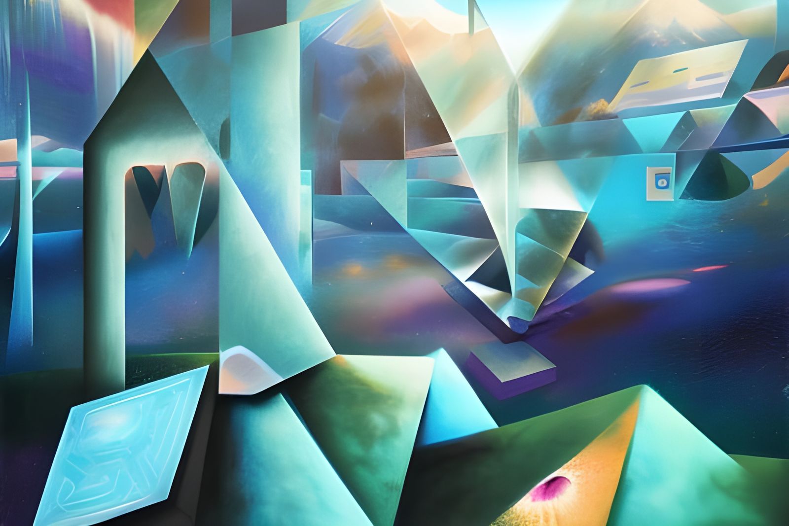 Cosmic River Valley: Holographic Astral Illustration