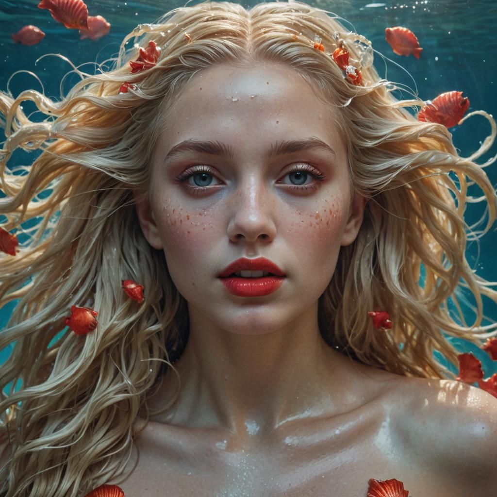 Hyperrealistic Mermaid Portrait in Splash Art Style