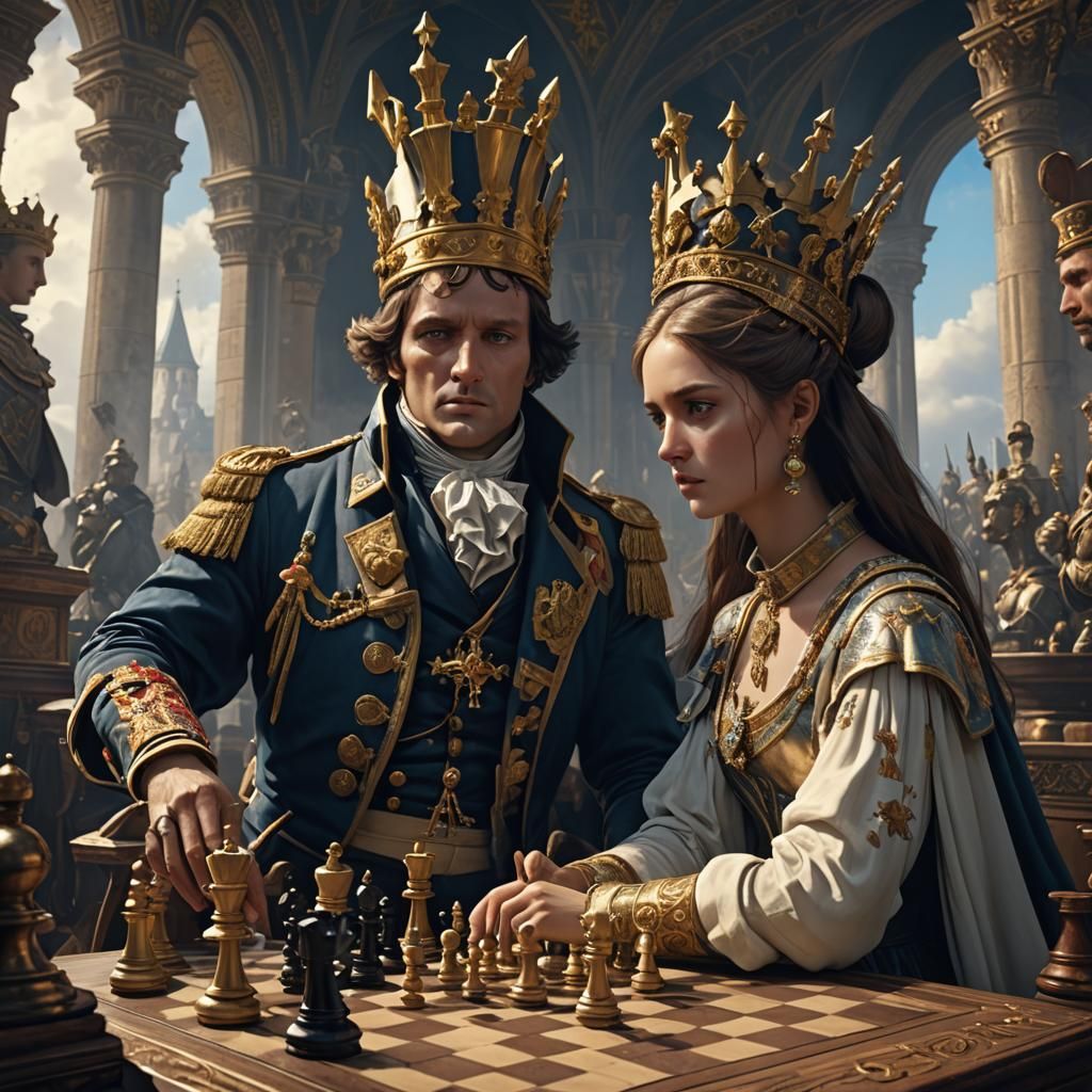 Napoleon and the Chess Queen: Dark Fantasy Art
