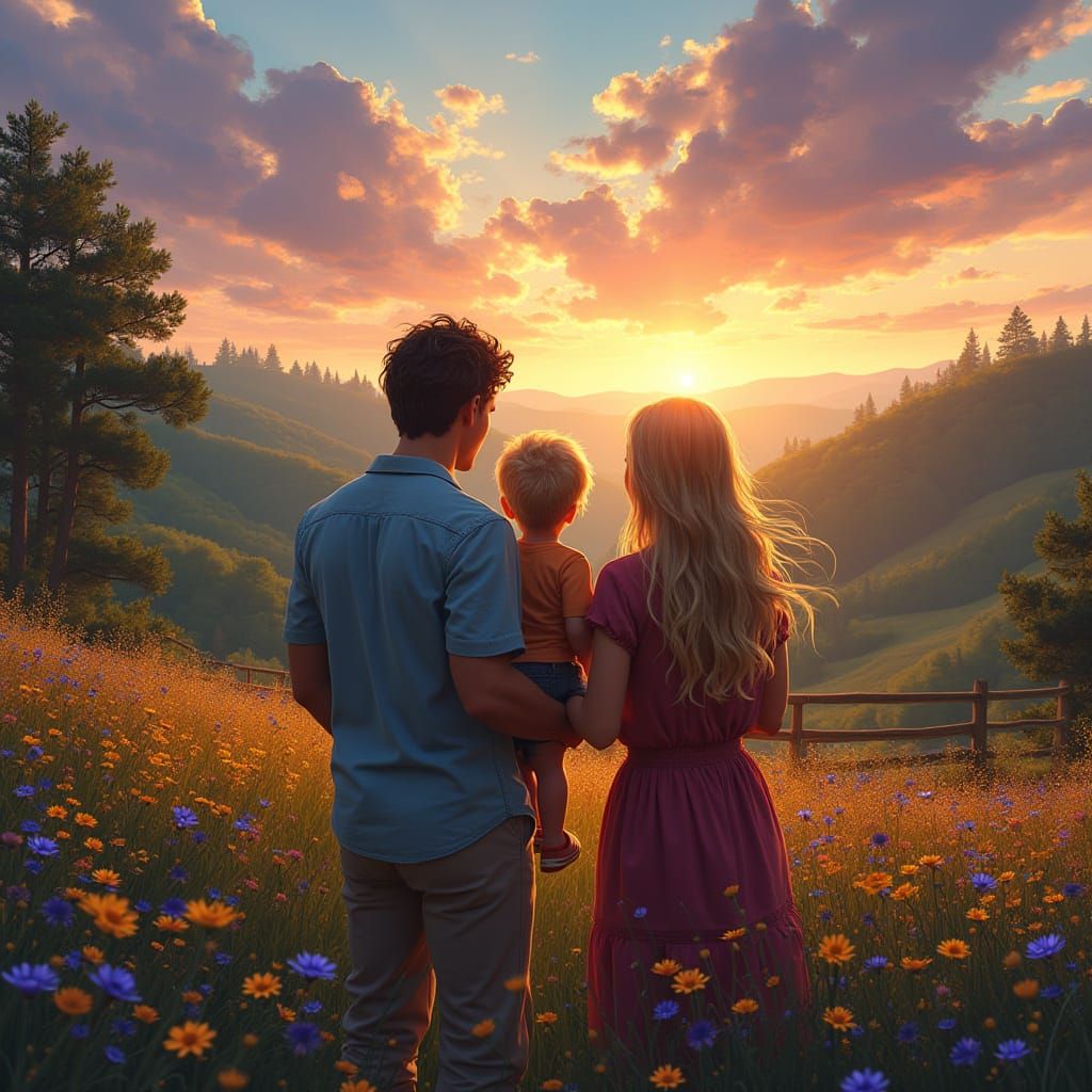 Idyllic Tennessee Family in Vibrant Landscape