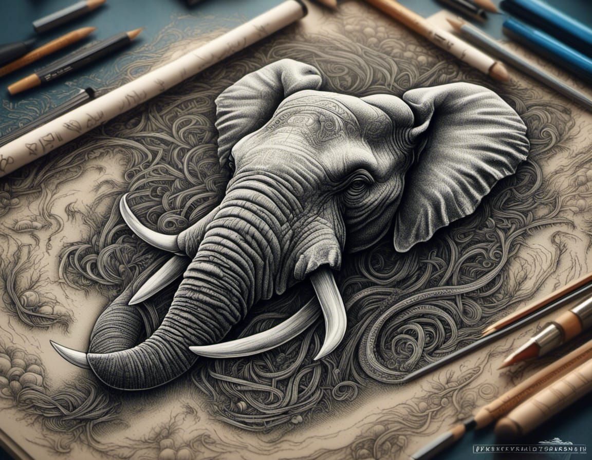 Raised Engraving for an African Elephant Wall Hanging