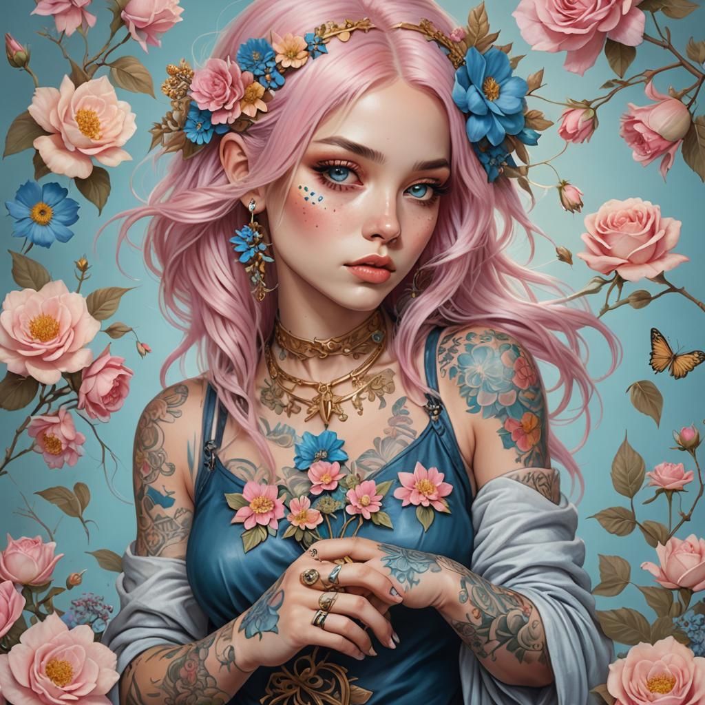 Fantastic Fantasy Concept Art, hyper detailed, ultra realistic, airbrushed illustration, a tough beautiful woman with pa...