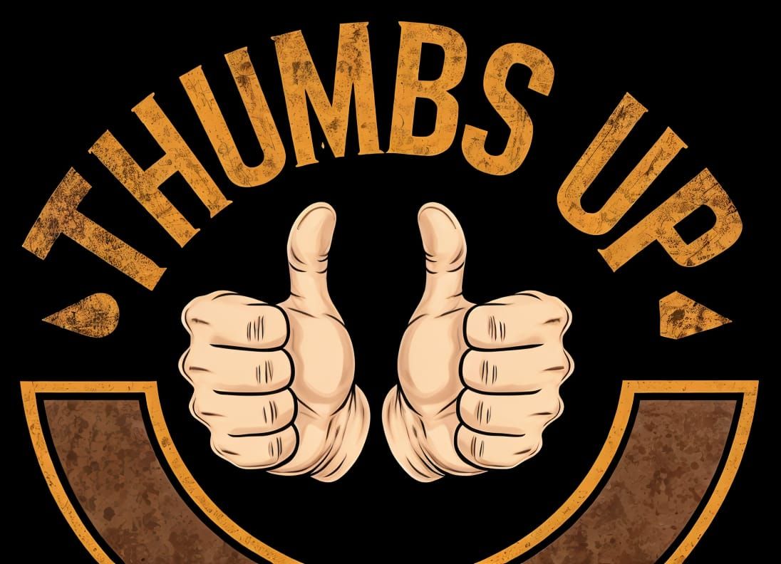Bold Thumbs Up Text with Hand Gestures