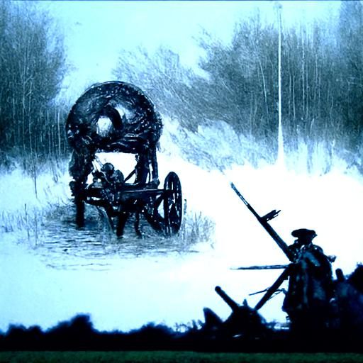 Artillery Cannons in Rain, Horror Art Style