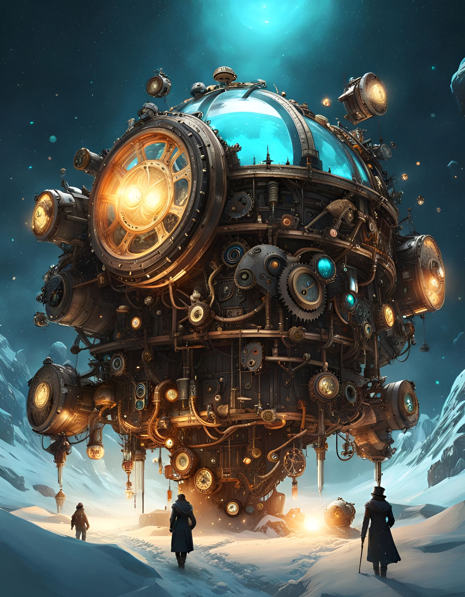 Steampunk Gear Explosion Inside Winter Codex