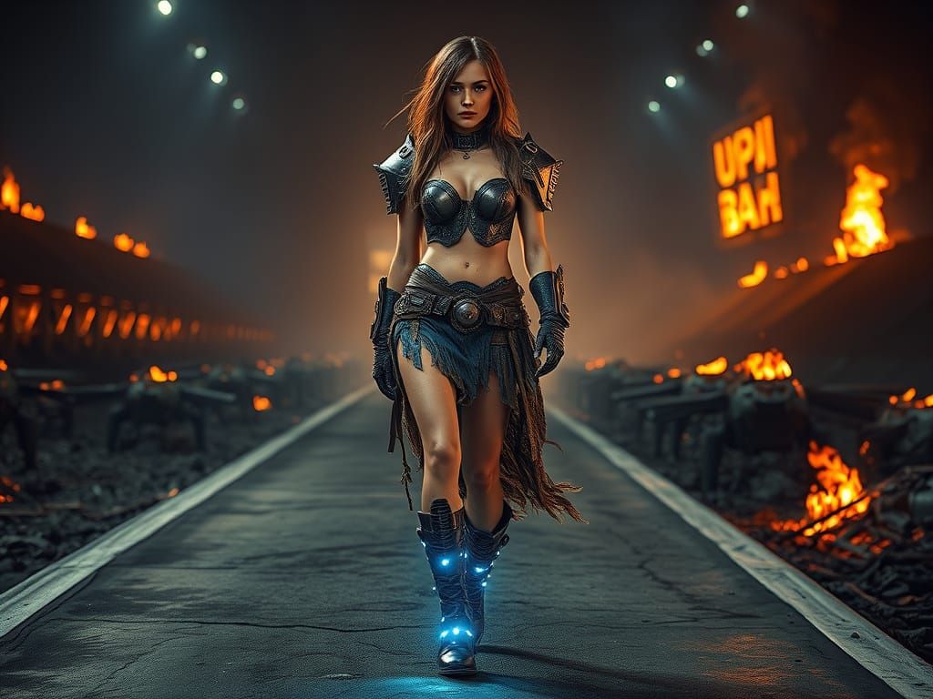 Gritty Cyberpunk Model Struts Through Post-Apocalyptic Arena