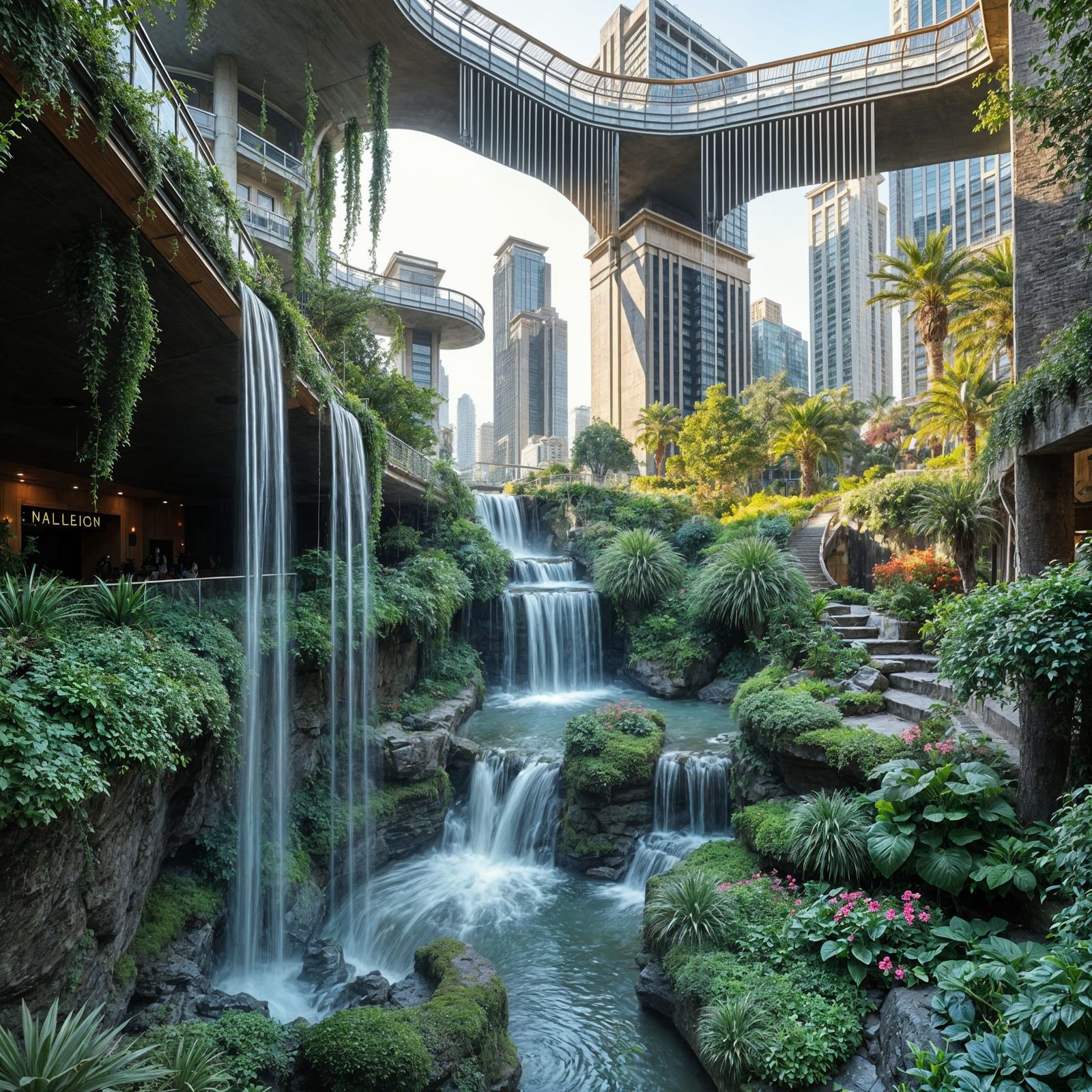 Surreal Urban Oasis in Megastructure Paradise