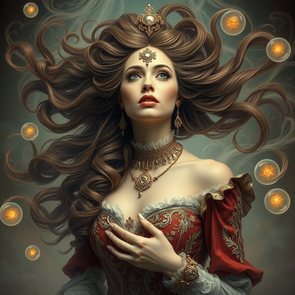 Regal Woman in Dreamlike Surreal Landscape