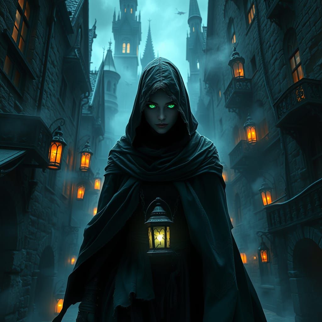 Mysterious Shadow Assassin Emerges from Dark Cityscape in Go...