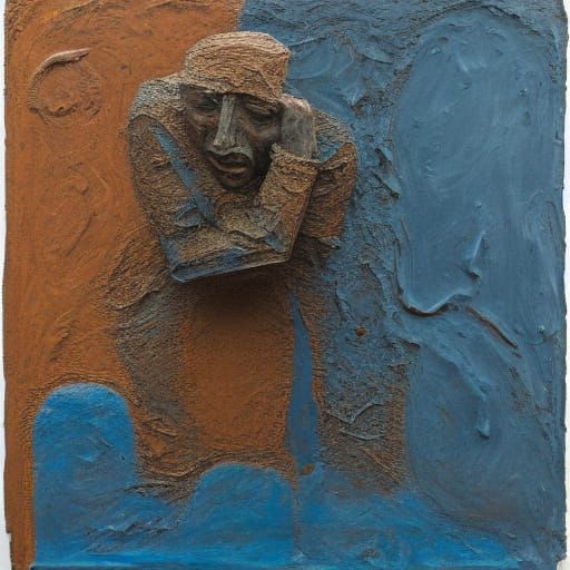 Expressionist Sculpture of Man Becoming a Crawler