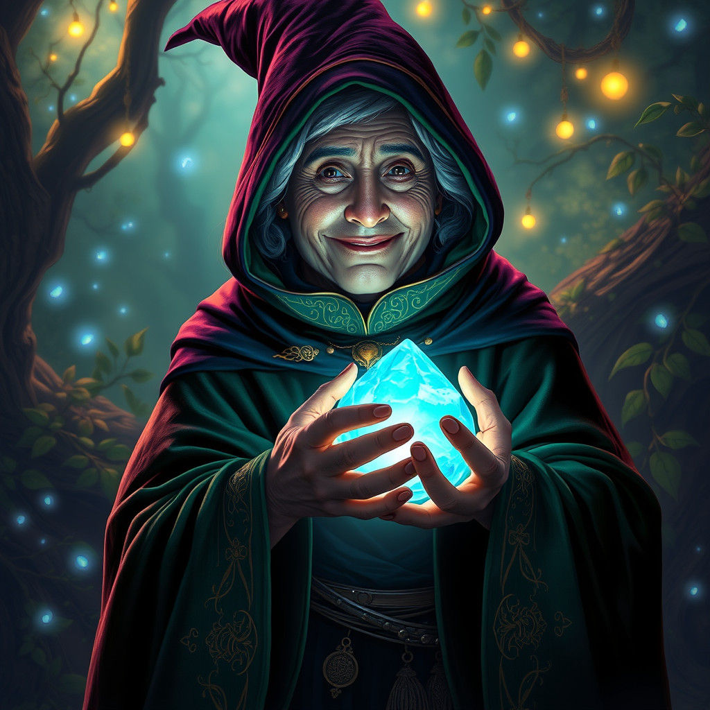 Charming Purple Witch in Mystical Forest