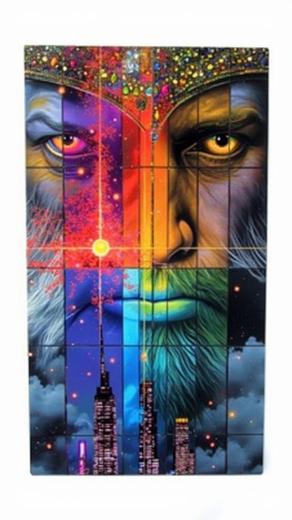 Gandalf in Resplendent Jeweled Crown, Casting Magic Spell, A...