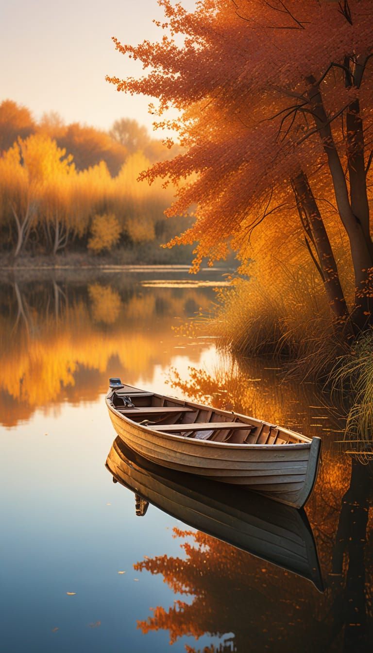 Autumn Reflections in Impressionist Style