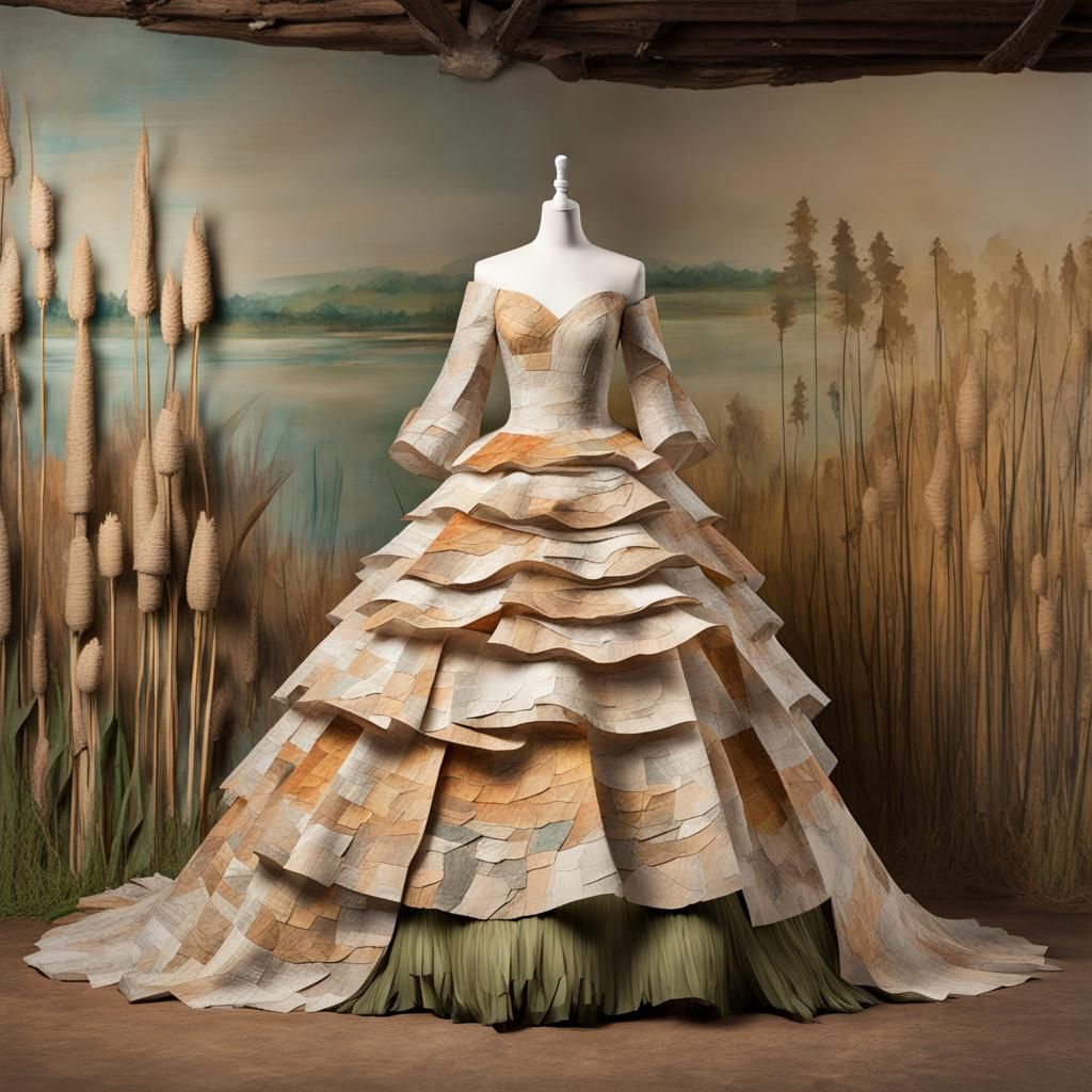 Fine Art Paper Collage :  Rustic Tiered Ripped Paper  Ball G...