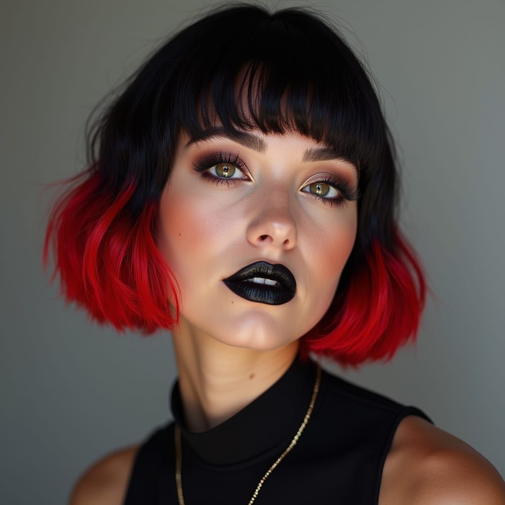 Gothic Pin-Up Girl in Red and Black