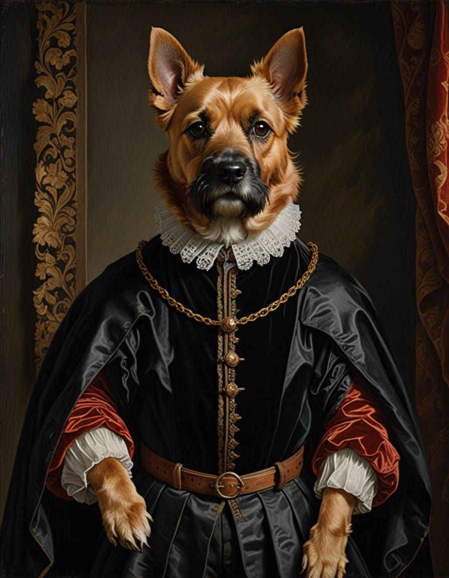 Regal West Highland Terrier as 16th Century Gentleman