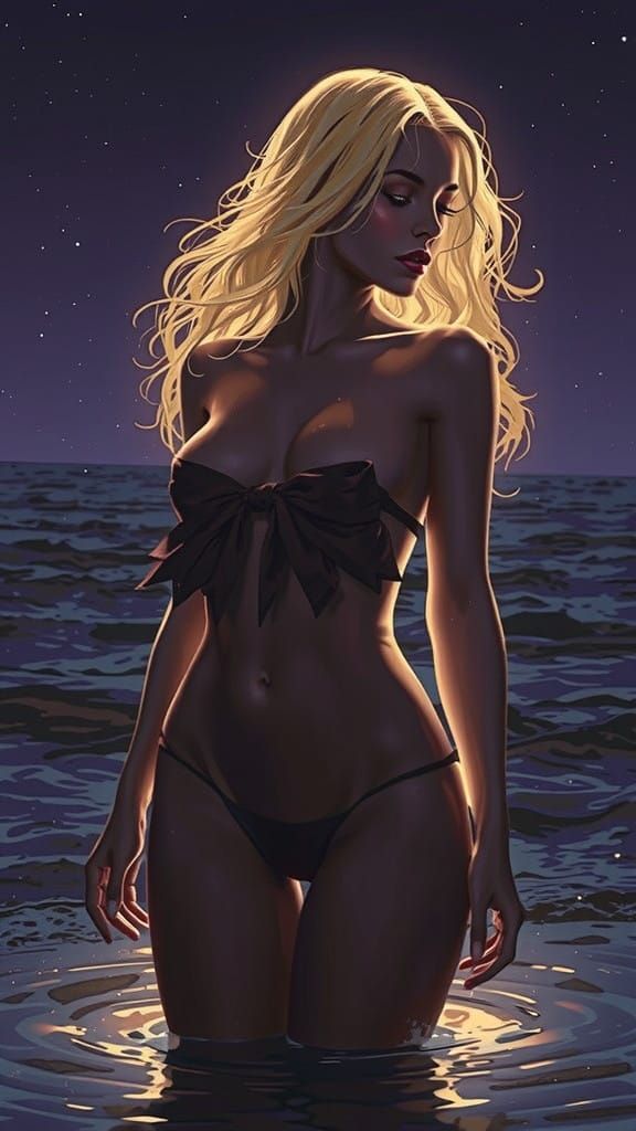 Neon Bioluminescent Ghost Jellyfish in Geometric Abstract St...