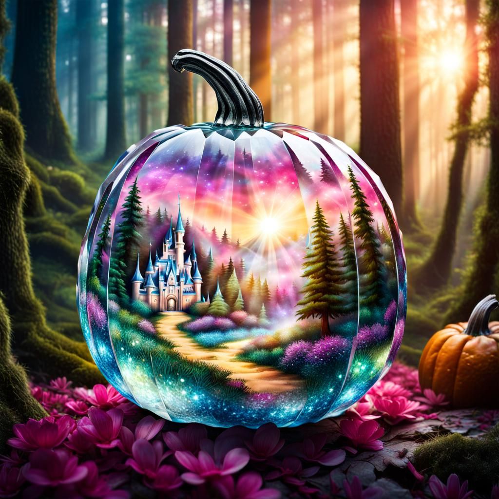 Crystal Pumpkin Double Exposure Fairytale Landscape
