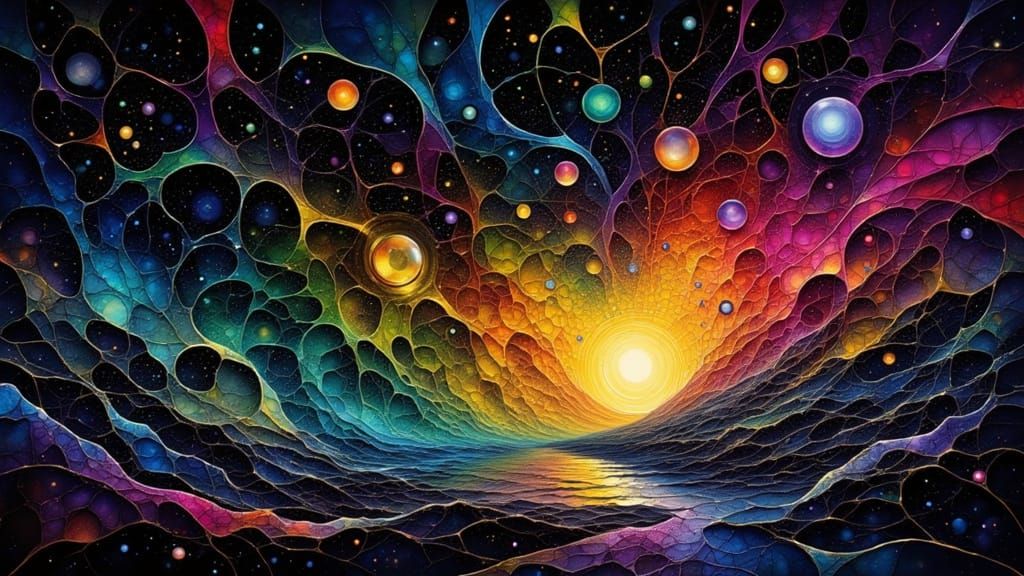 Abstract Inner Peace: Glowing Geometric Lines and Light