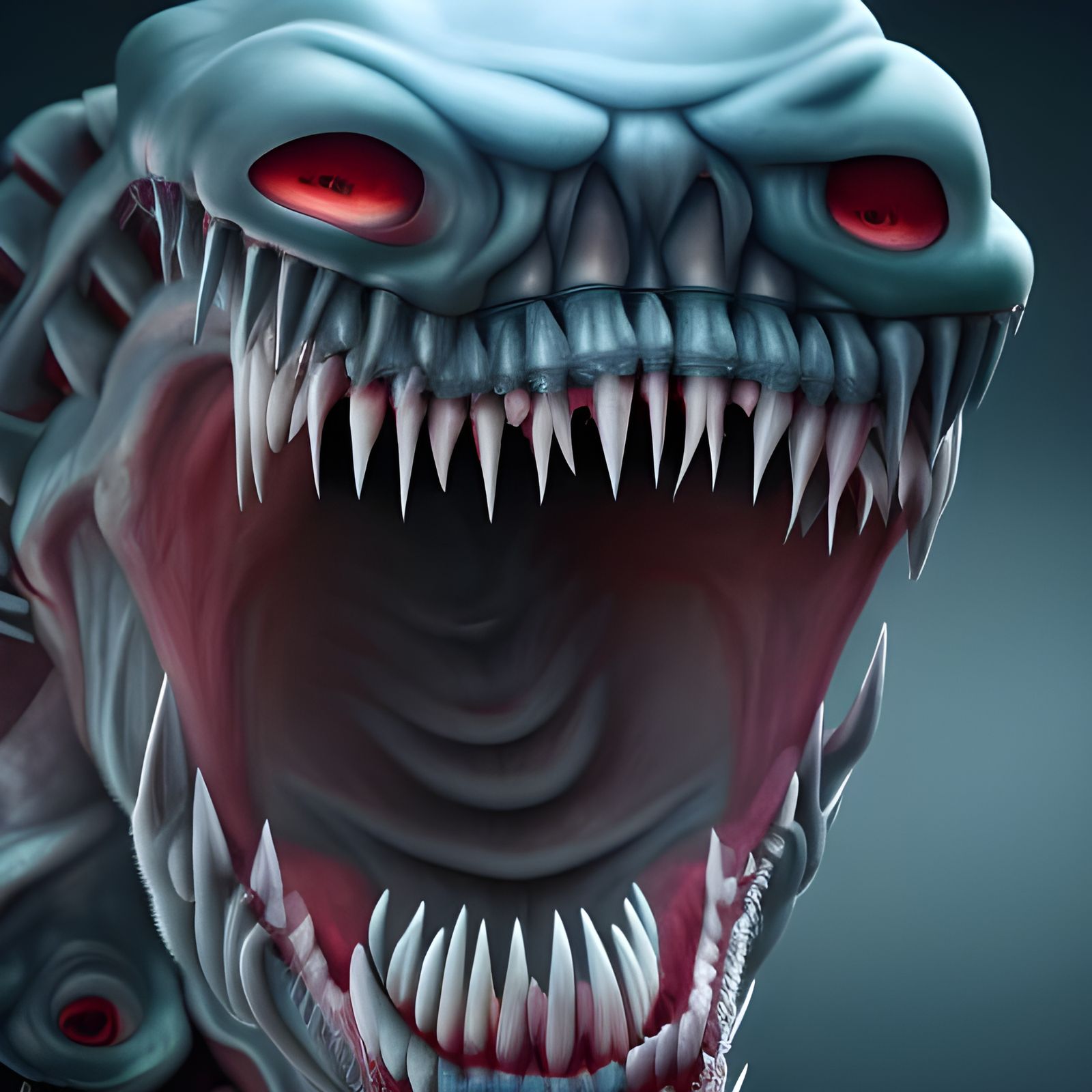 Colossal Demon with Open Mouth in Photorealistic Style