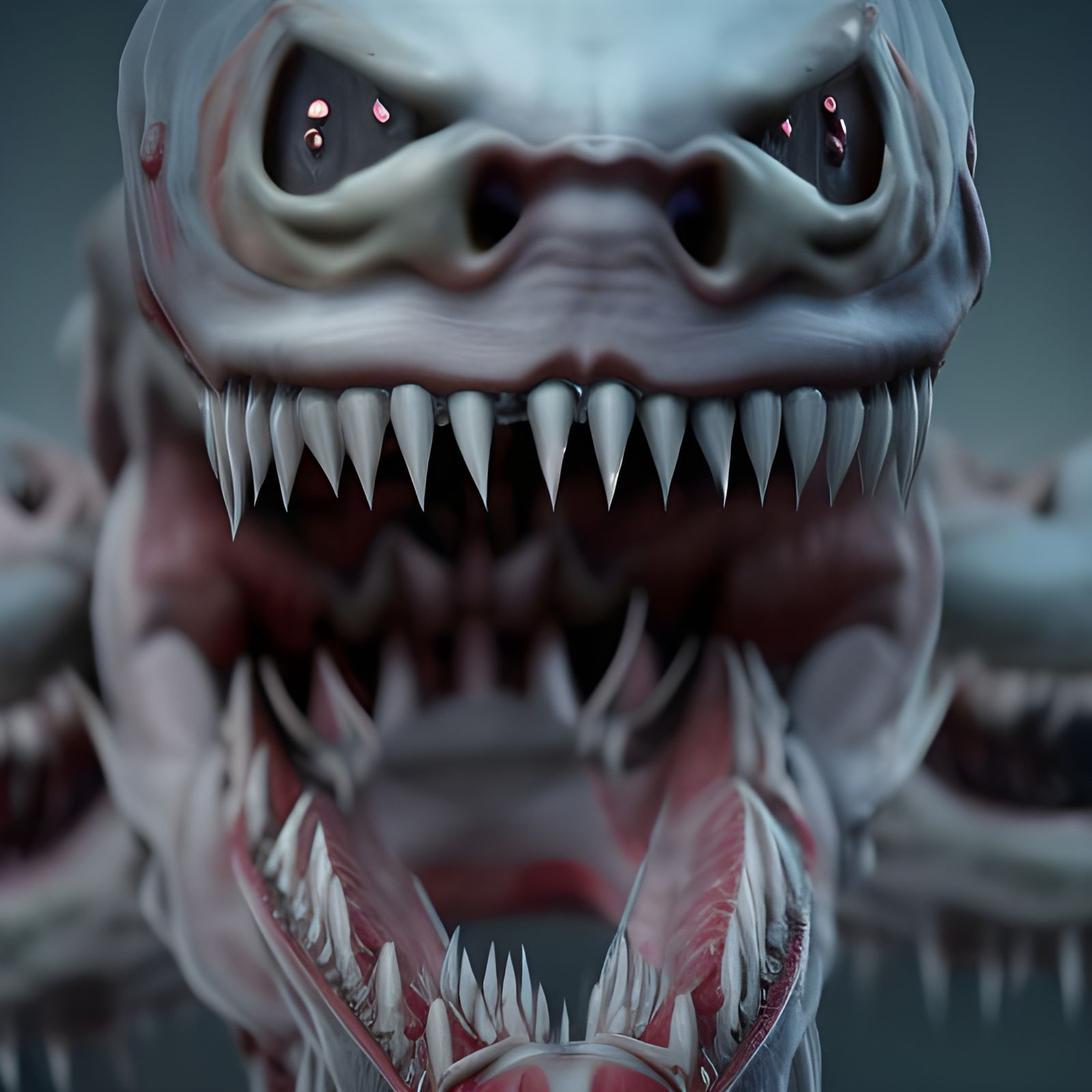 Colossal Demon with Sharp Teeth: Hyperrealistic Horror