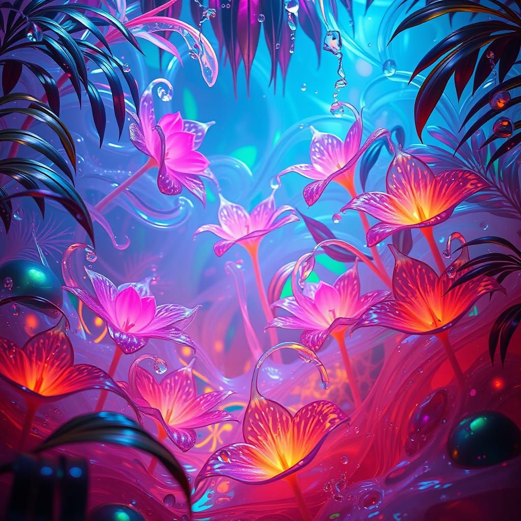 Ethereal Water Garden in Extraterrestrial Dreamscape