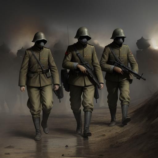 WWI German Soldiers Charging in Horror Style
