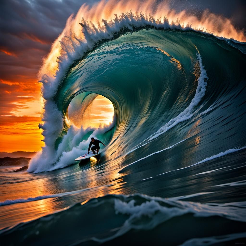 Sunset Wave: Impressionist Surf Photography