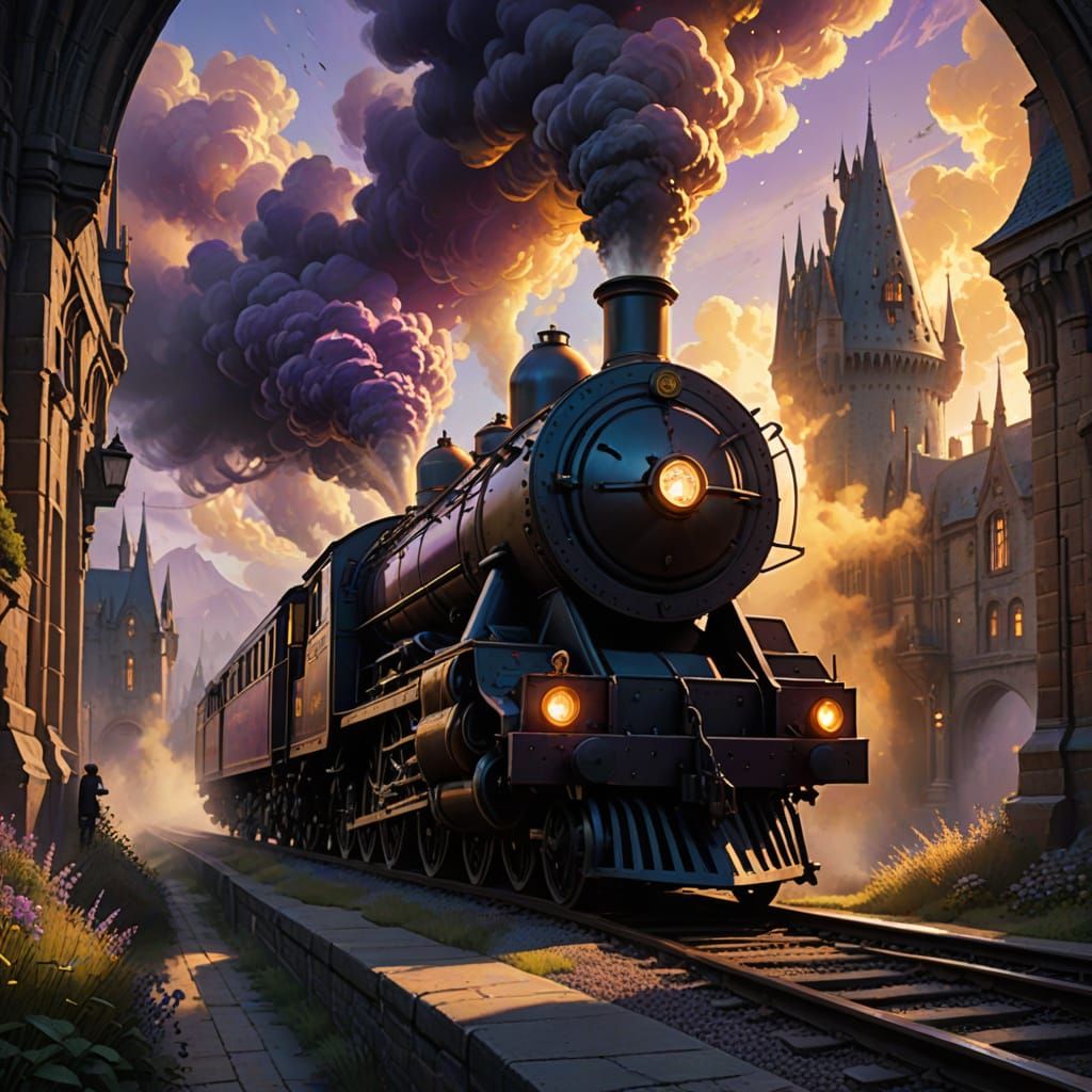 Hogwarts Express in Dark Fantasy Style