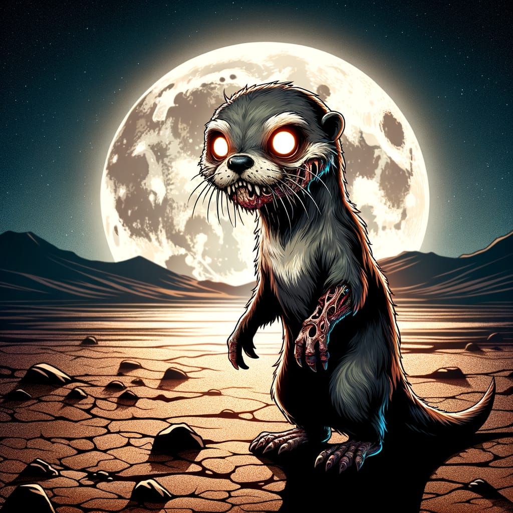 Undead Chibi Otter Assassin in Moonlit Desert